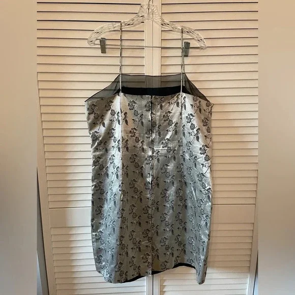 Vintage Y2K Silver Black Metallic Size 18 Mini Dress Onxy Nite Sheath Sleeveless - Picture 9 of 13